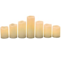 7-Piece Outdoor LED Pillar Candle Set, Ivory