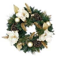 White Magnolia & Pinecone Wreath, 20"