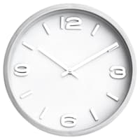 Silver & White Accent Round Wall Clock, 12"