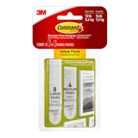 Command Medium & Large Picture Hanging Strips, 4-Sets of Medium, 8-Sets of Large/Pack