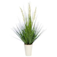 Green Grass Bundle with White Planter, 30"