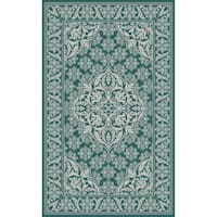 (D373) Traditional Medallion & Border Design Area Rug, 5x7