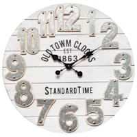 Old Town Clocks Round White Wood Wall Clock, 28"