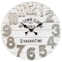 Old Town Clocks White Wooden Round Wall Clock, 28"