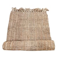 (B485) Jute Boucle Accent Rug with Fringe, 3x5