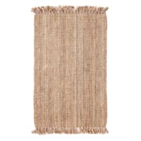 (B485) Jute Boucle Fringe Rug, 5x7