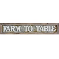 Farm To Table Lifted Words Framed Metal Plaque, 8x44