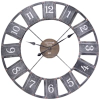 Wood & Metal Cutout Round Wall Clock, 36"