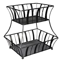 2-Tier Black Metal Fruit Basket