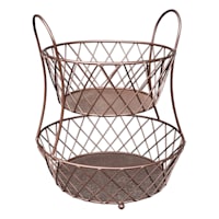 Round 2-Tier Diamond Patterned Fruit Basket