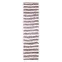 (A368) Microfiber Silver Toned Striped High/Low Rug, 2x7