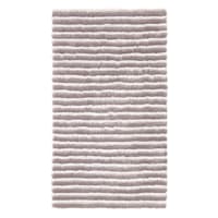 (A368) Microfiber Silver Striped High & Low Accent Rug, 3x5