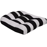 Providence Black Awning Striped Outdoor Wicker Seat Cushion