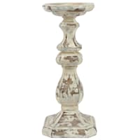 Whitewashed Pillar Candle Holder, 10"