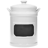 White Chalkboard Canister with Lid, Large