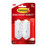 Command Wire Hooks Medium, 2-Hooks, 4-Strips/Pack, White