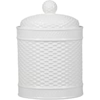 White Basket Weave Canister, 28oz
