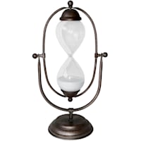 Brown Metal Glass Hourglass On Stand, 12"