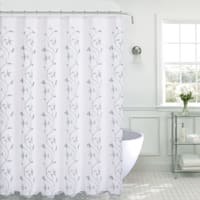 Madura Silver Embroidered Shower Curtain, 72"