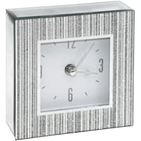 Silver Square Mirror Clock, 5"