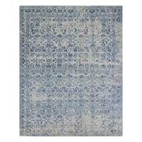 (A377) Venice Distress Look Blue Area Rug, 8x10