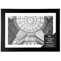 15x19 Matted to 11x17 Wide Black Linear with White Mat Photo Wall Frame