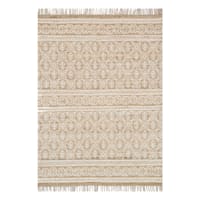 (B508) Found & Fable Devon Hand Woven Jute & Ivory Chenille Area Rug, 5x7
