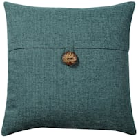 Clayton Teal Coconut Button Throw Pillow, 20"