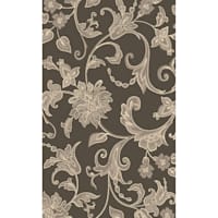 (D408) Dark Grey Traditional Floral Design Accent Rug, 3x5