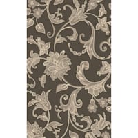 (D408) Dark Grey Traditional Floral Design Area Rug, 7x10