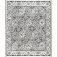 (D409) Grey Medallion Accent Rug, 2x4