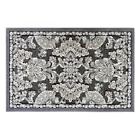 Arrington Grey & Taupe Traditional Floral Washable Accent Rug, 20x32