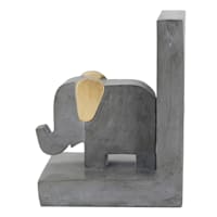 1-Piece Grey Elephant with Gold Ears Bookend, 6.6"