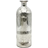 Silver Glass Bottle Vase, 10.5"