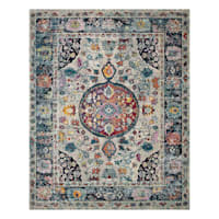 (B518) Luna Medallion Multicolor Fringe Area Rug, 7x9