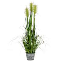 Green Grass Bundle with Metal Planter, 48"