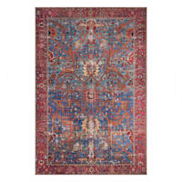 (B524) Found & Fable Sergio Blue & Red Area Rug, 5x7