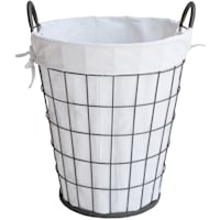 Metal Wire Laundry Hamper with Removeable Liner, Brown