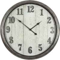 Gray Distressed Deep Dish Round Wall Clock with Raised Metallic Numbers, 30"