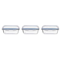 6-Piece Rectangle Glass Food Storage Set with Locking Lids
