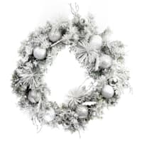 Silver Ornament Flocked Wreath, 30"