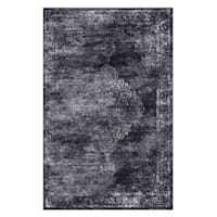 (D415) Antika Dark Gray Medallion Area Rug, 5x7