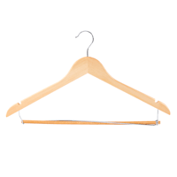 5-Piece Suit Hangers with Bar, Natural Wood