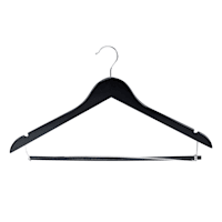 5-Piece Wooden Suit Hangers with Bar, Black