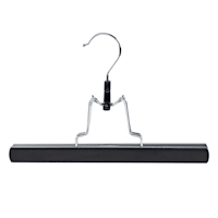 3-Piece Wooden Pant Hanger with Clamp, Black