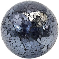 Black Crackled Glass Sphere, 4"