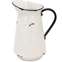 White Metal Farmhouse Jug, 10.5"