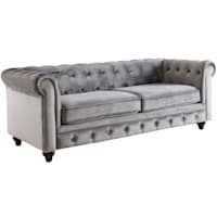Providence Chesterfield Grey Velvet Tufted Sofa, 79"