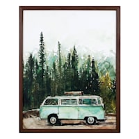 16X20 Retro Van In The Woods Framed Wood Wall Decor