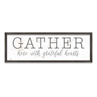 Framed Gather Here with Grateful Hearts Textured Wall Sign, 12x36
